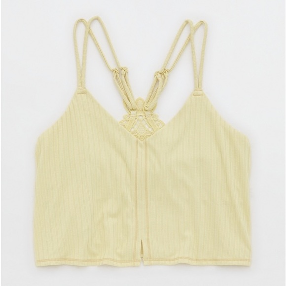💛AERIE RIBBED APPLIQUE LACE LONGLINE BRALETTE - Picture 8 of 13